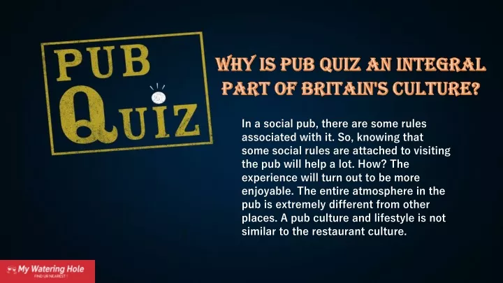 why is pub quiz an integral part of britain
