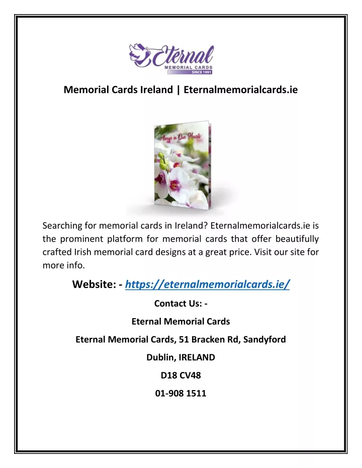 memorial cards ireland eternalmemorialcards ie