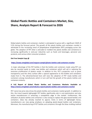 global plastic bottles and containers market size
