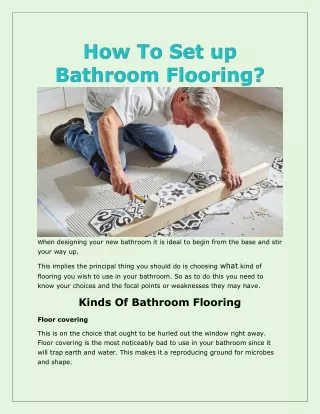 How To Set up Bathroom Flooring?