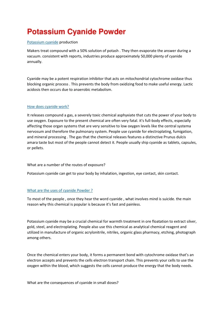 PPT Potassium cyanide powder (2) PowerPoint Presentation, free