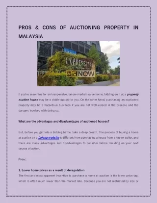 PROS & CONS OF AUCTIONING PROPERTY
