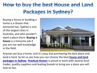 How to buy the best House and Land Packages in Sydney?