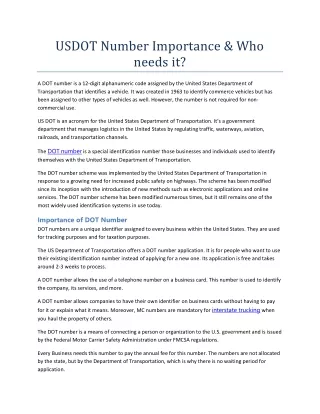 USDOT Number Importance & Who Needs it