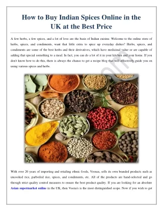 How to Buy Indian Spices Online in the UK at the Best Price
