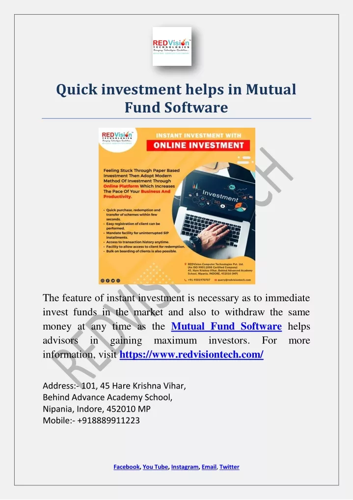 quick investment helps in mutual fund software