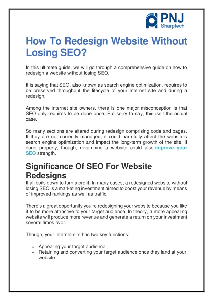 how to redesign website without losing seo