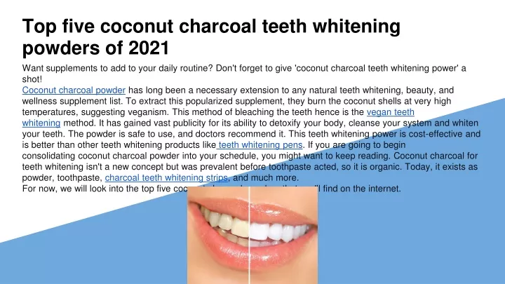 top five coconut charcoal teeth whitening powders of 2021