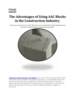 The Advantages of Using AAC Blocks in Construction Industry.-