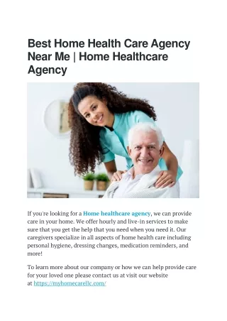 Best Home Health Care Agency Near Me - Home Healthcare Agency