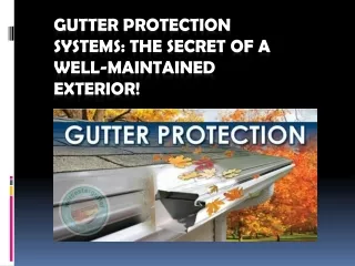 Gutter Protection Systems: The Secret Of A Well-Maintained Exterior!