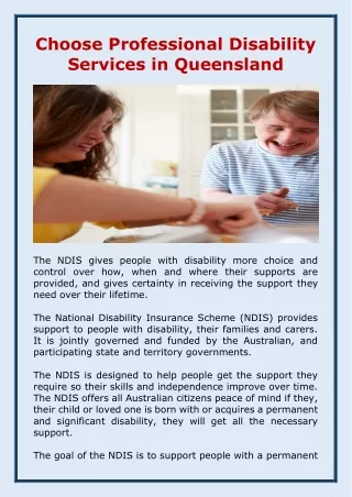 Choose Professional Disability Services in Queensland