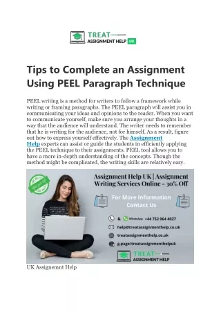 tips to complete an assignment using peel