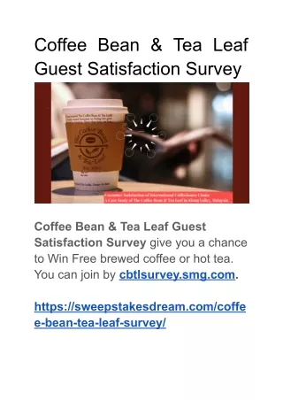 Coffee Bean & Tea Leaf Survey