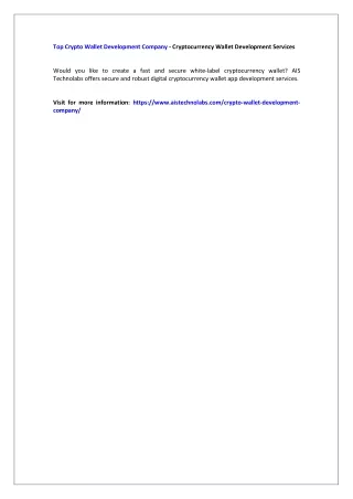 Top Crypto Wallet Development Company - Cryptocurrency Wallet Development Servic