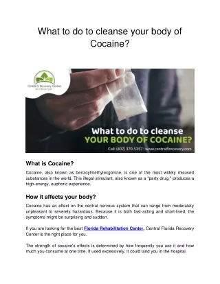 What to do to cleanse your body of Cocaine_