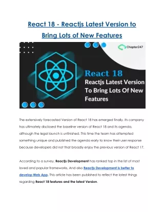 react 18 reactjs latest version to bring lots
