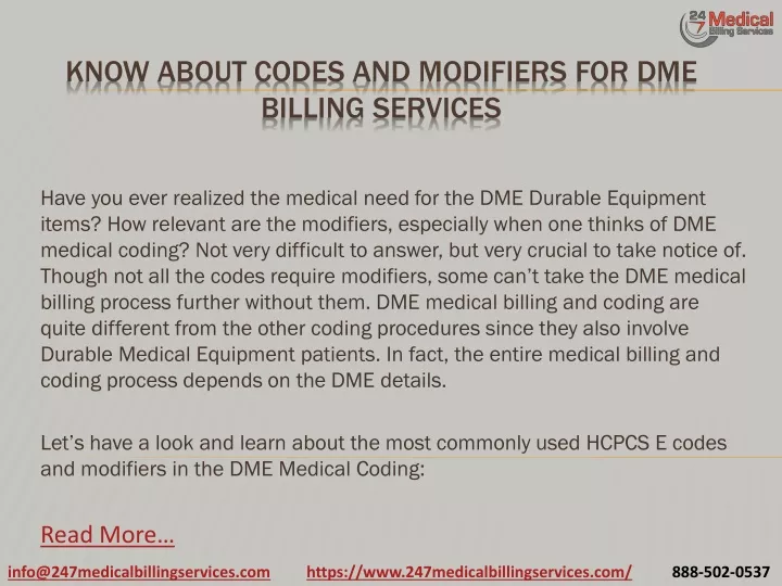 know about codes and modifiers for dme billing services