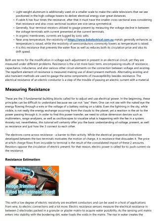 Electric Resistance As Well As Conductance