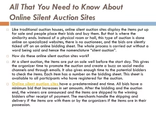 Online silent auction sites