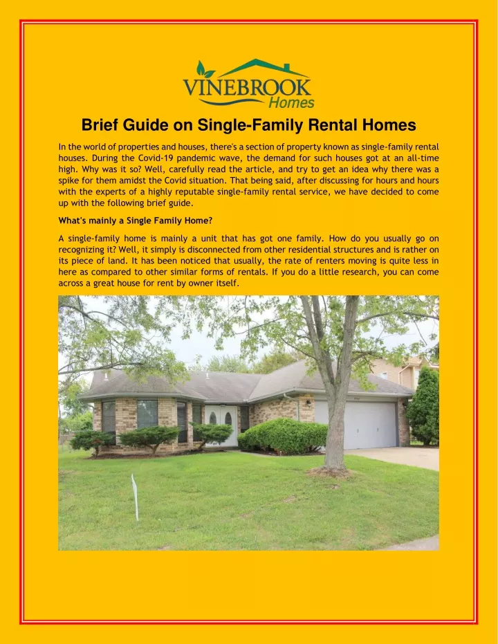 brief guide on single family rental homes