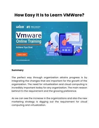 how easy it is to learn vmware