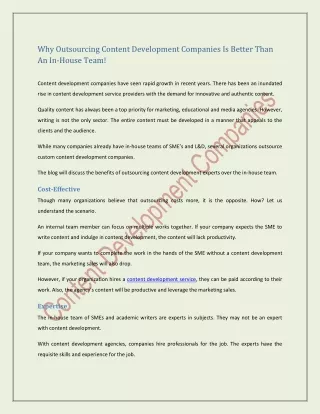 why outsourcing content development companies