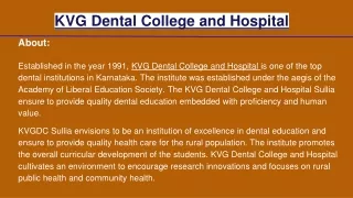 KVG Dental College and Hospital