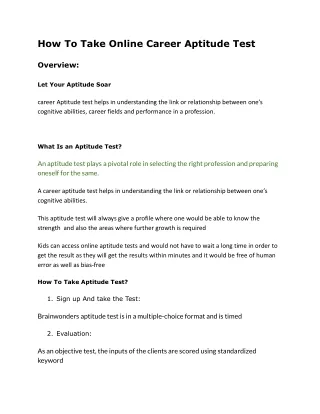 how to take online career aptitude test