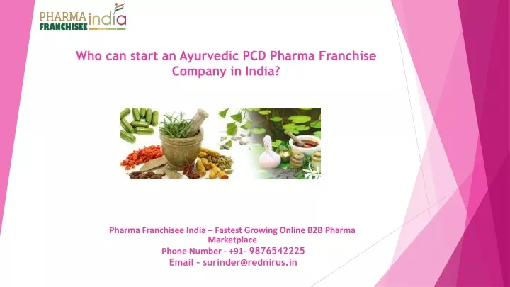 who can start an ayurvedic pcd pharma franchise company in india