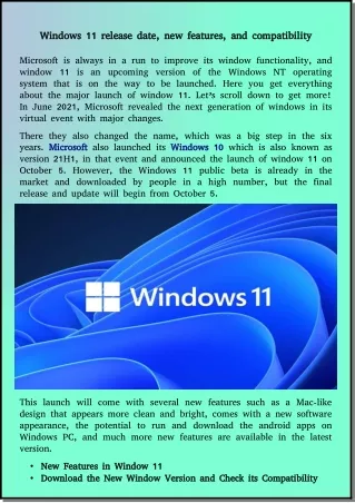 windows 11 release date new features