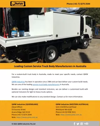 Leading Custom Service Truck Body Manufacturers in Australia
