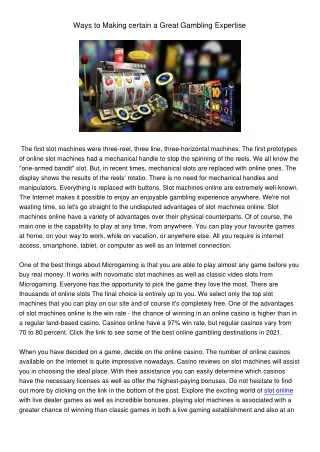 ways to making certain a great gambling expertise