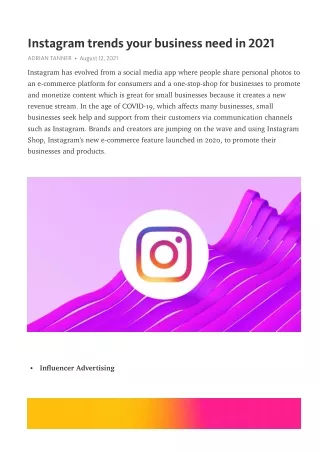 Instagram trends your business need in 2021