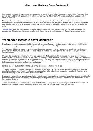 When does Medicare Cover Dentures ?