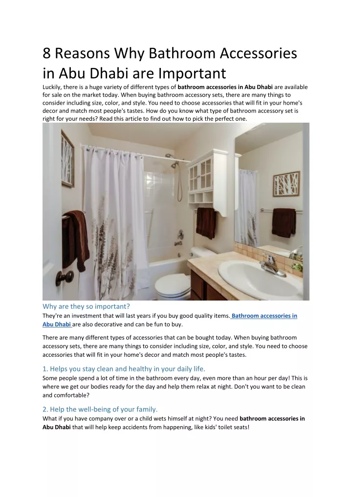 8 reasons why bathroom accessories in abu dhabi