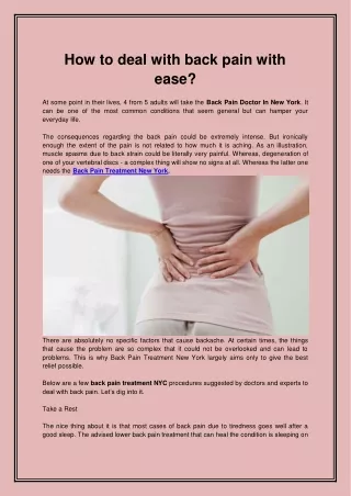 how to deal with back pain with ease
