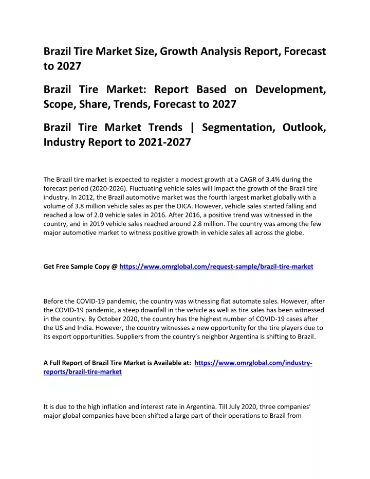 brazil tire market size growth analysis report