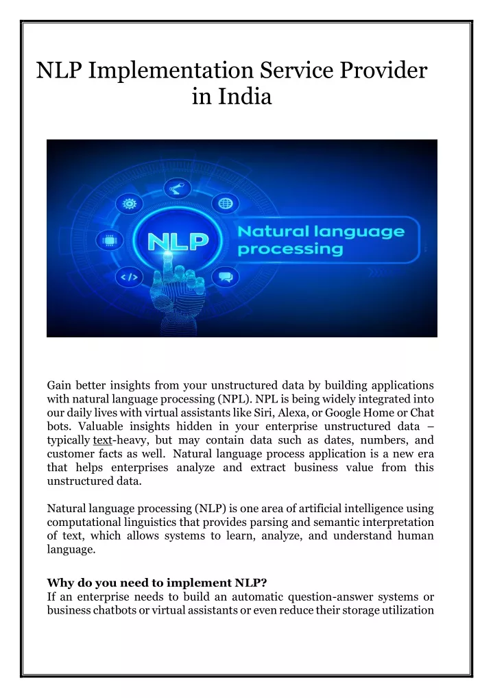 nlp implementation service provider in india