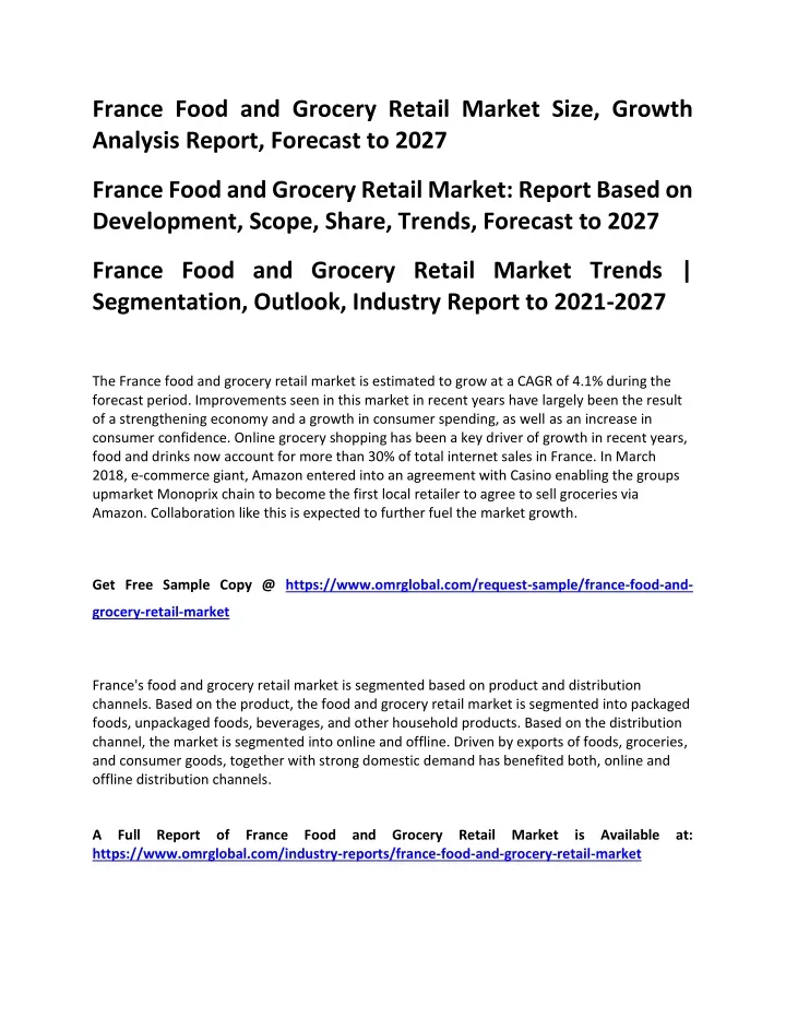 france food and grocery retail market size growth