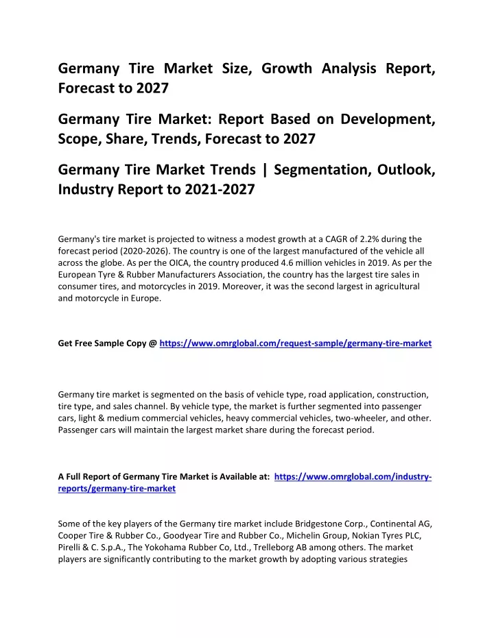 germany tire market size growth analysis report
