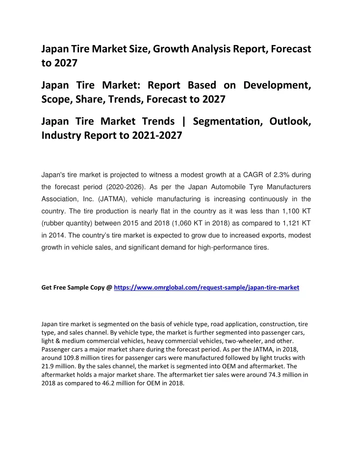 japan tire market size growth analysis report