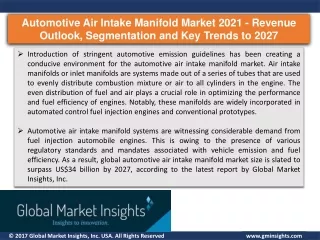 Automotive Air Intake Manifold Market - Rising Trend and Regional Analysis 2027