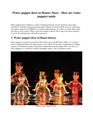 water puppet show in hanoi story how are water