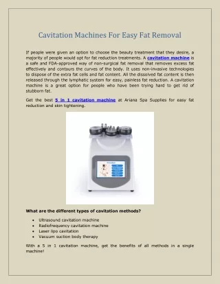 Cavitation Machines For Easy Fat Removal