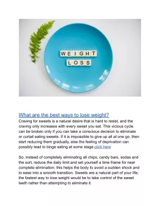 What are the best ways to lose weight