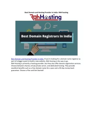 Best Domain and Hosting Provider In India