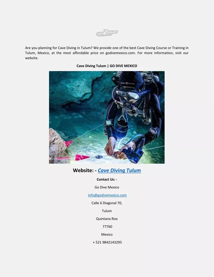 are you planning for cave diving in tulum