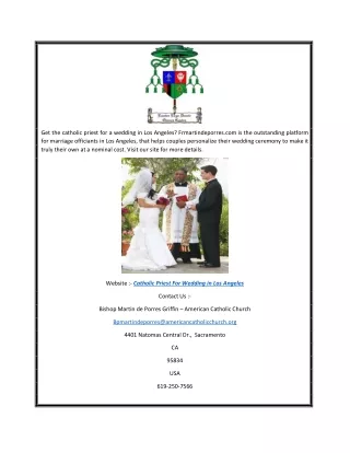 Marriage Officiant in Los Angeles  Frmartindeporres.com