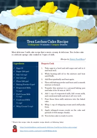 3 milk Tres Leches Cake Recipe